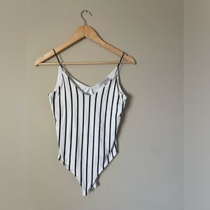 Gaze Monochrome Striped spaghetti strap Bodysuit size small NWOT